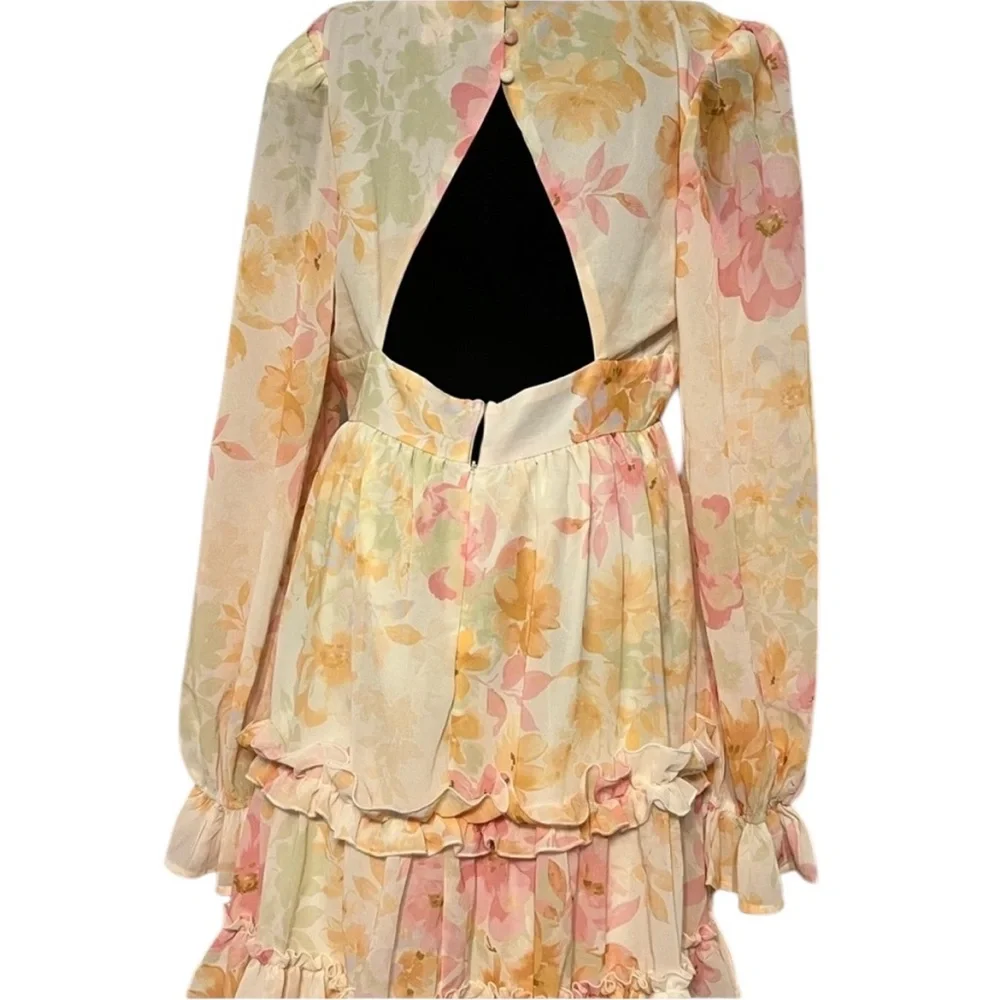 Flying Tomato Anthropologie Floral Ruffle Dress NWOT L